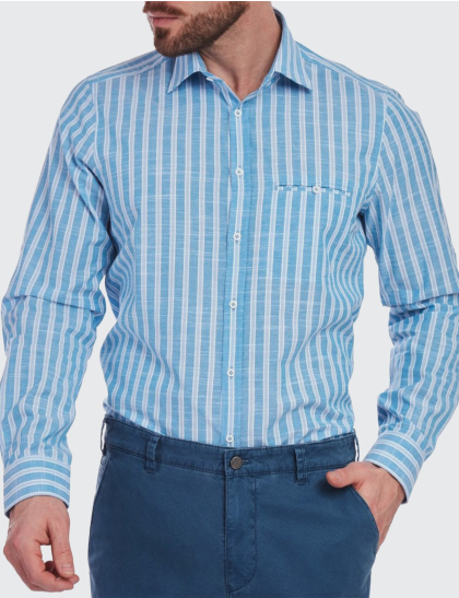 W. Wegener 5953 kék slim fit férfi ing