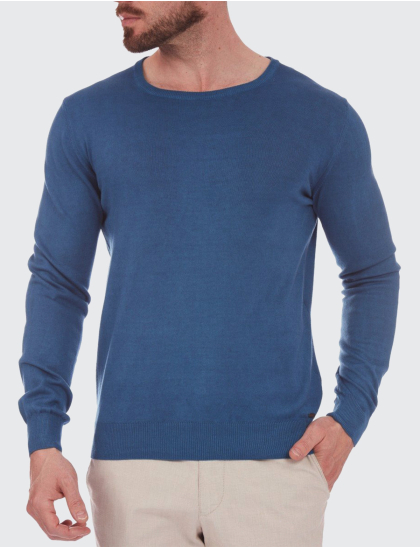 W. Wegener 5943 kék kerek nyakú férfi pulóver