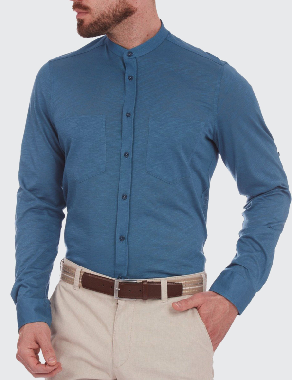 W. Wegener 5957 kék slim fit férfi ing