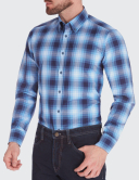 W. Wegener 6953 kék slim fit férfi ing