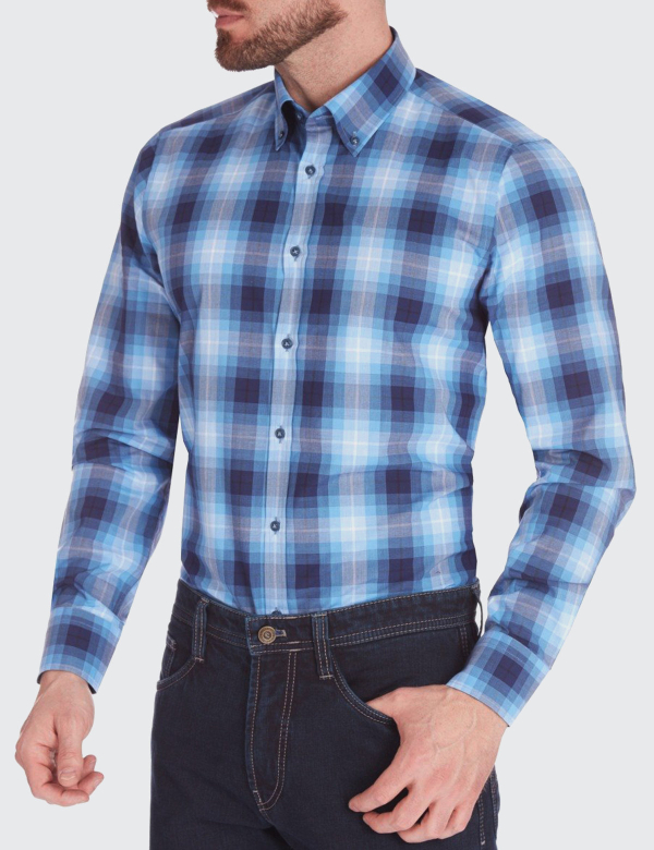 W. Wegener 6953 kék slim fit férfi ing